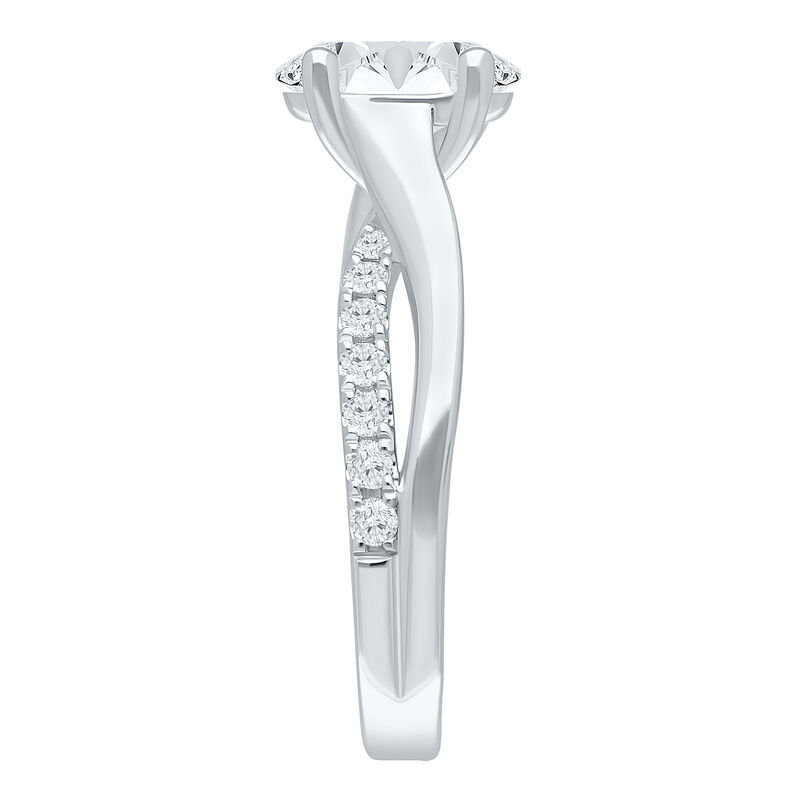 Oval Lab Grown Diamond 1 3/4ctw. Twist Engagement Ring with Round Diamonds in 14k White Gold image number null